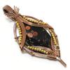 Peanut Obsidian 999 Copper Wire Wrapped Pendant, Handmade Gemstone Jewelry Pendant Gift For Birthday