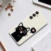 For Samsung Galaxy A16 5G/4G Case Love Black Cat Pattern Printing Straight Edge TPU Phone Back Cover
