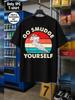 1pc Men'S Graphic T-Shirt Retro Style Go Smudge Yourself Sage Smudge Print Short Sleeve Crew Neck [S
