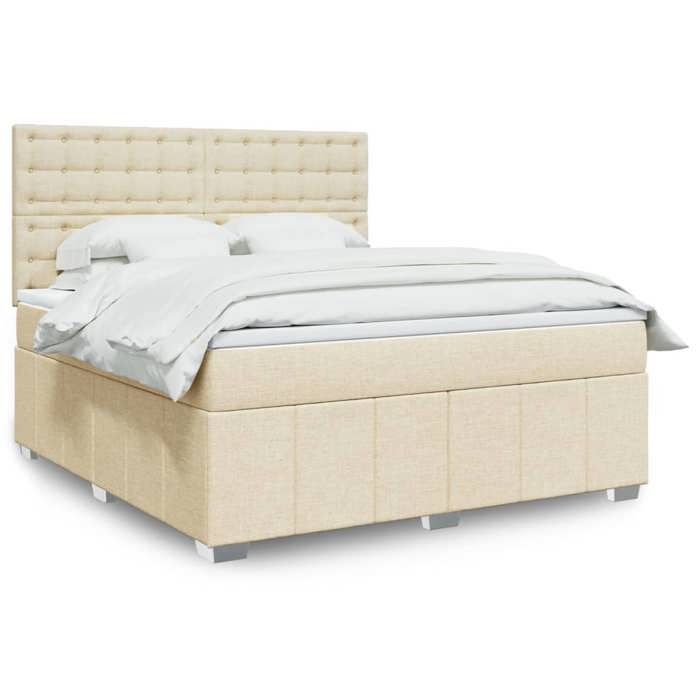 VidaXL Sommier à lattes de lit avec matelas Crème 180x200 cm Tissu, lit, lit à plate-forme, lit à panneaux, meuble de 3294066
