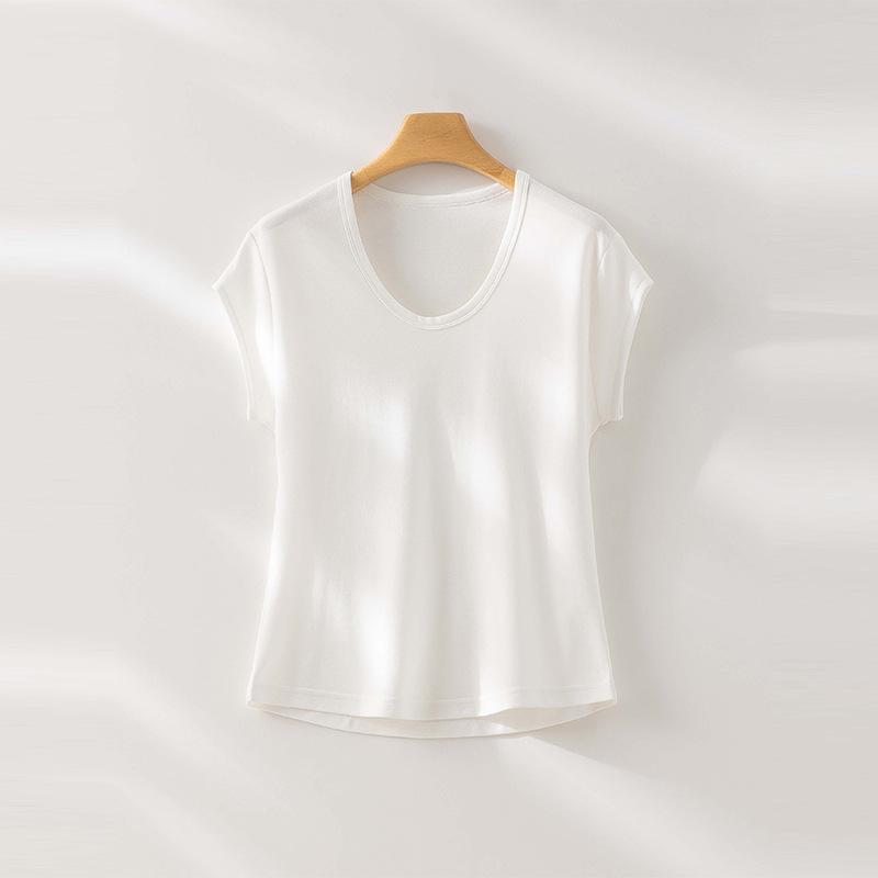 Macaron Color Clavicle Collar Short-sleeved Shirt with Bottoming Shirt Inside Women's Summer Thin Casual and Thin Knitted Sweater