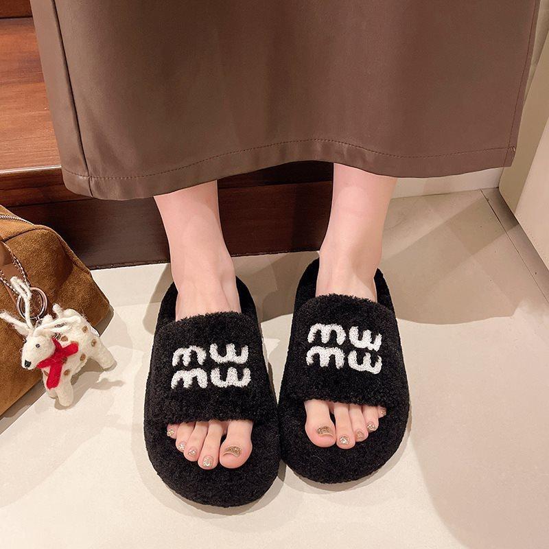 

Хлопковые моп мягкая подошва пушистые тапочки женская уличная одежда бордовый осень и зима 2025 бархатный красный ретро овечья шерсть с надписью новый 40 чёрный