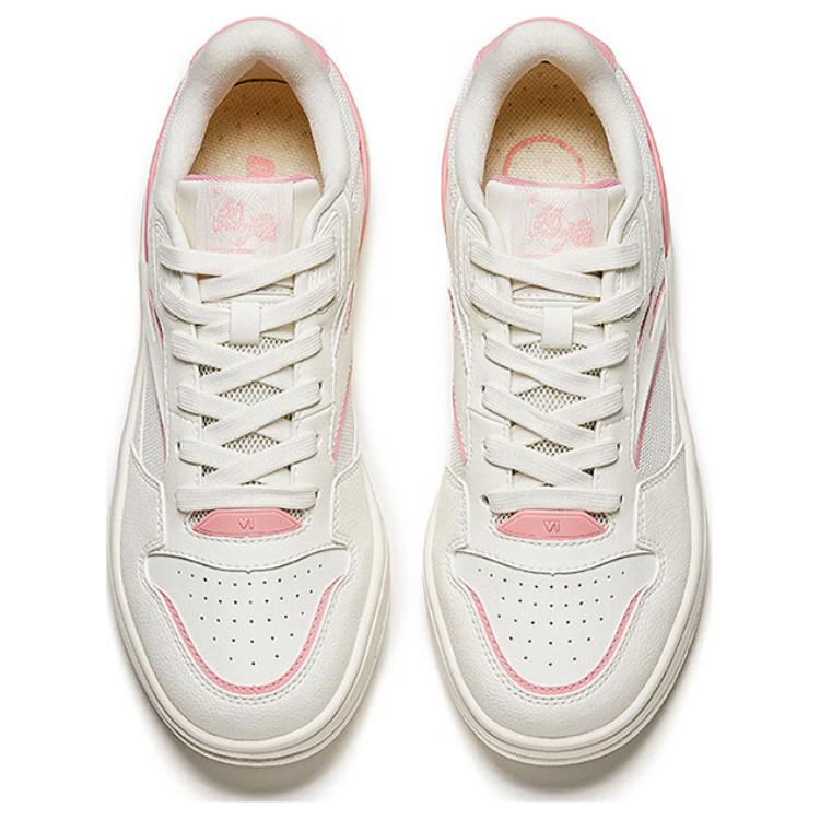 Anta Lieyan1.0 Breathable Lightweight Height Increasing Low top Skateboard Shoes Women's White Pink Sneakers 122528091-5