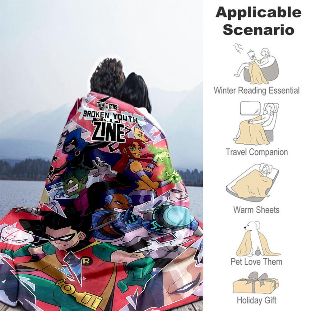 1PC Teen Titans, Zine Outdoor Blanket Lightweight Flannel, Soft & Warm, All-Season Use for Sofa, Outdoor, Camping, Living Room, Office14