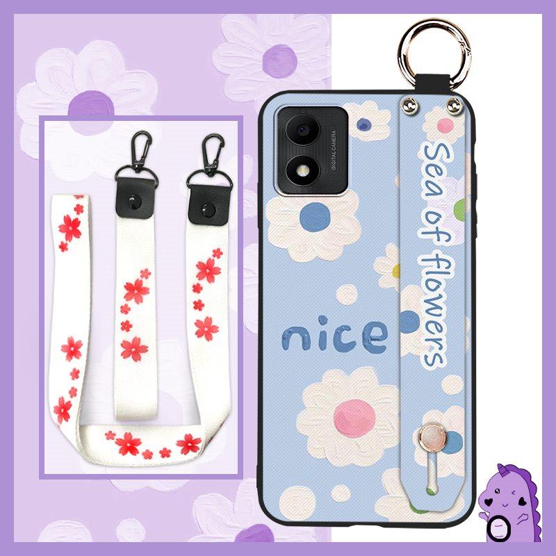 Soft Case Back Cover Phone Case For TCL 305i Shockproof Durable Ring Wrist Strap Phone Holder Anti-knock Oil Painting