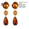 Amber Stone Earrings Water Drop Earrings with Gradient Design Durable