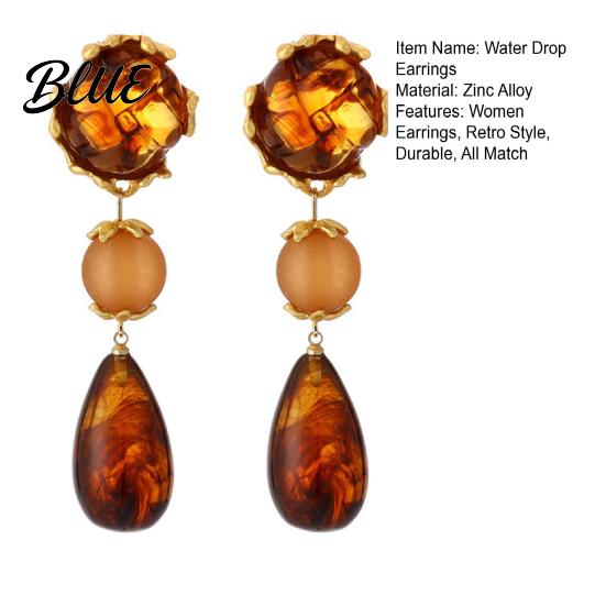 Amber Stone Earrings Water Drop Earrings with Gradient Design Durable