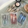 8-Piece Macaron Makeup Brush Set with Mini PU Bag for Beginners - Blush & Eyeshadow Tools