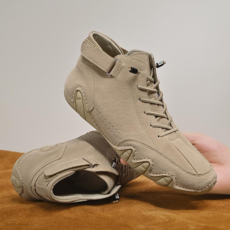 Fashion 2024 Men's Shoes Casual Shoes Ankle Boots Retro Winter Warm Plush Men Shoes Flat Lace Up Non-slip Trend Short Snow Boots
