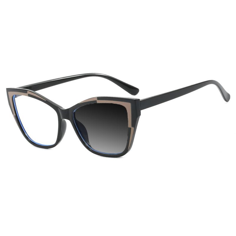 Trendy Cat Eye TR90 Photochromic Reading Glasses for Women Anti Blue Light Hyperopia Prescription Eyewear Color Matching Frame