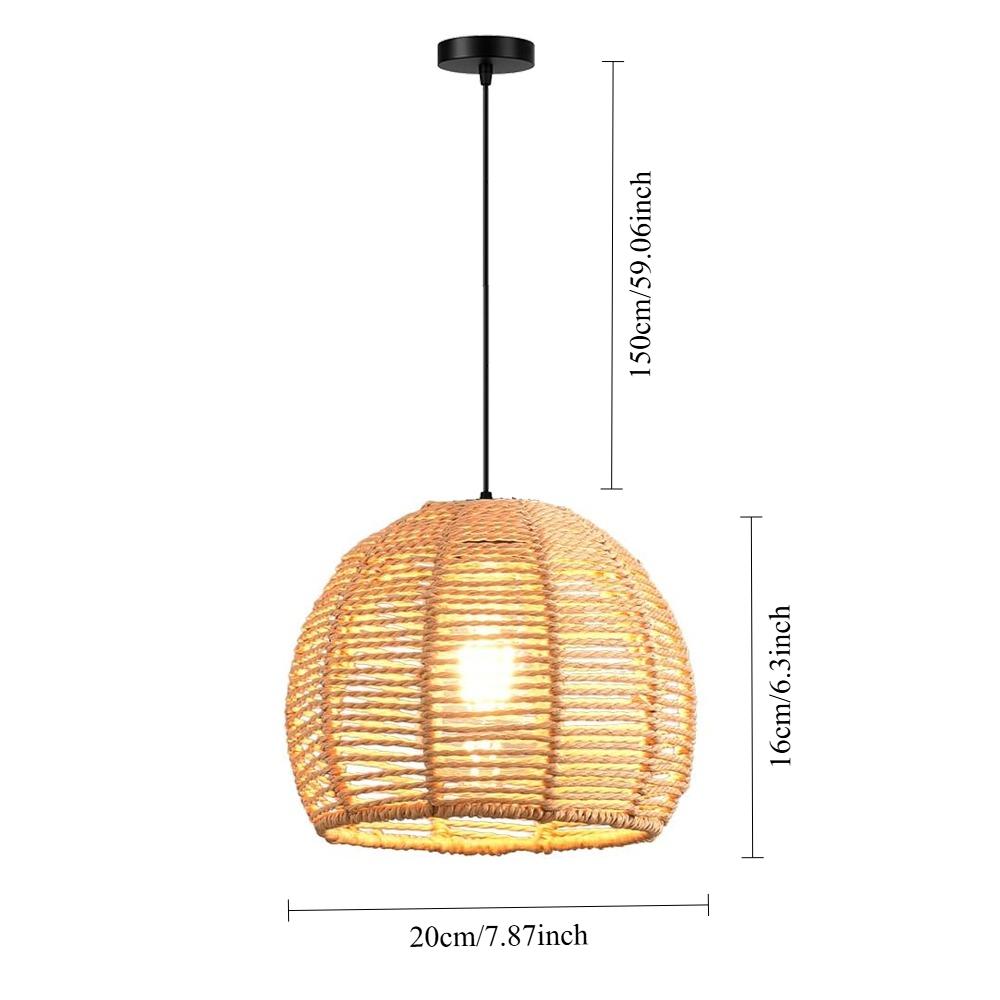 JOYINLED 20CM Hand Woven Wicker Lamp Shades For Pendant Light Natural Rattan Hanging Light Fixture for Dining Room Living Room