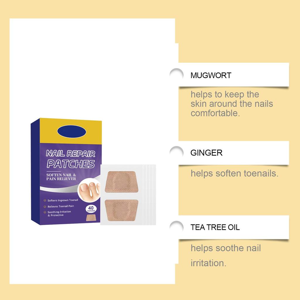 Patchs Ongles Mycose Mains Et Pieds Ongle Doux Incrusté Ongle Épaississement Ongle Brillant Sillon Ongle Gris Patch Soin 40pcs