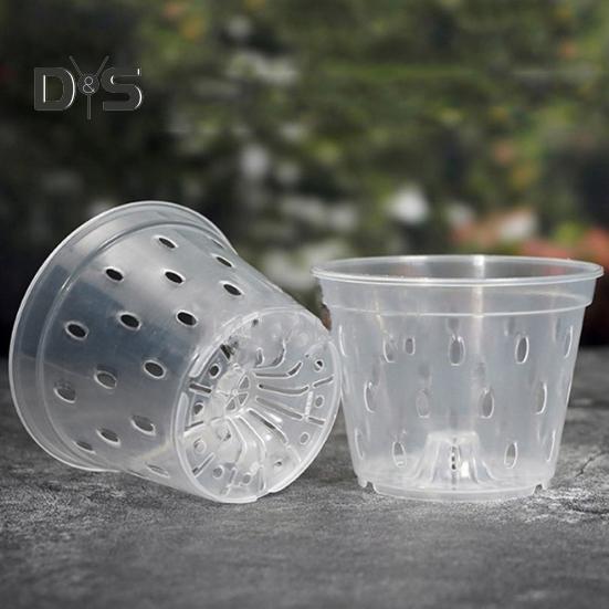 Čirý květináč na orchidej Opakovaně použitelný květináč na orchidej s otvory Plastový květináč s ventilací pro přesazování rostoucích vnitřních venkovních orchidejí