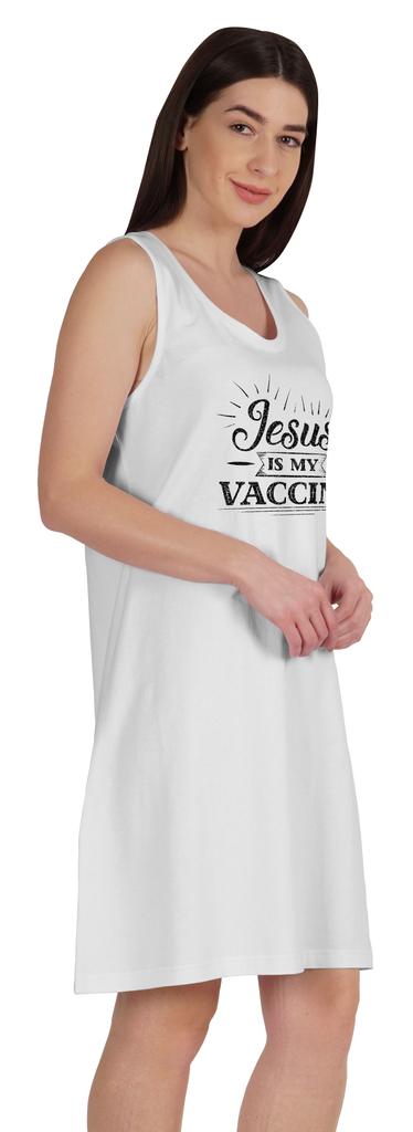 Inkmeso Jesus Is My Vaccine T-Shirt Funny Pro Vaccine Summer Scoop Neck