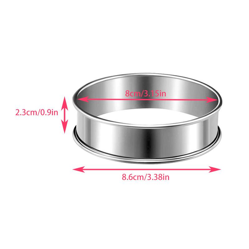 

1/6 шт. Кольца для выпечки из нержавеющей стали с двойной прокаткой, кольца для тарталеток, формы для фруктовых пирогов, тортов, печенья, 10 см, 8 см для кухни, для печенья, выпечки