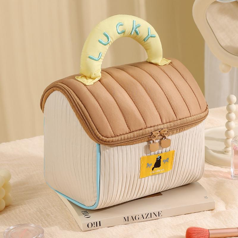 Large Capacity Cute Makeup Bag with Zipper Closure Portable Cosmetic Organizer Bag with Handle for Outdoor Travel School Use
