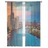 Sunset Sky At Brisbane Australia With Reflection Dramatic Chiffon Sheer Curtains Living Room Bedroom Window Voiles Tulle Curtain