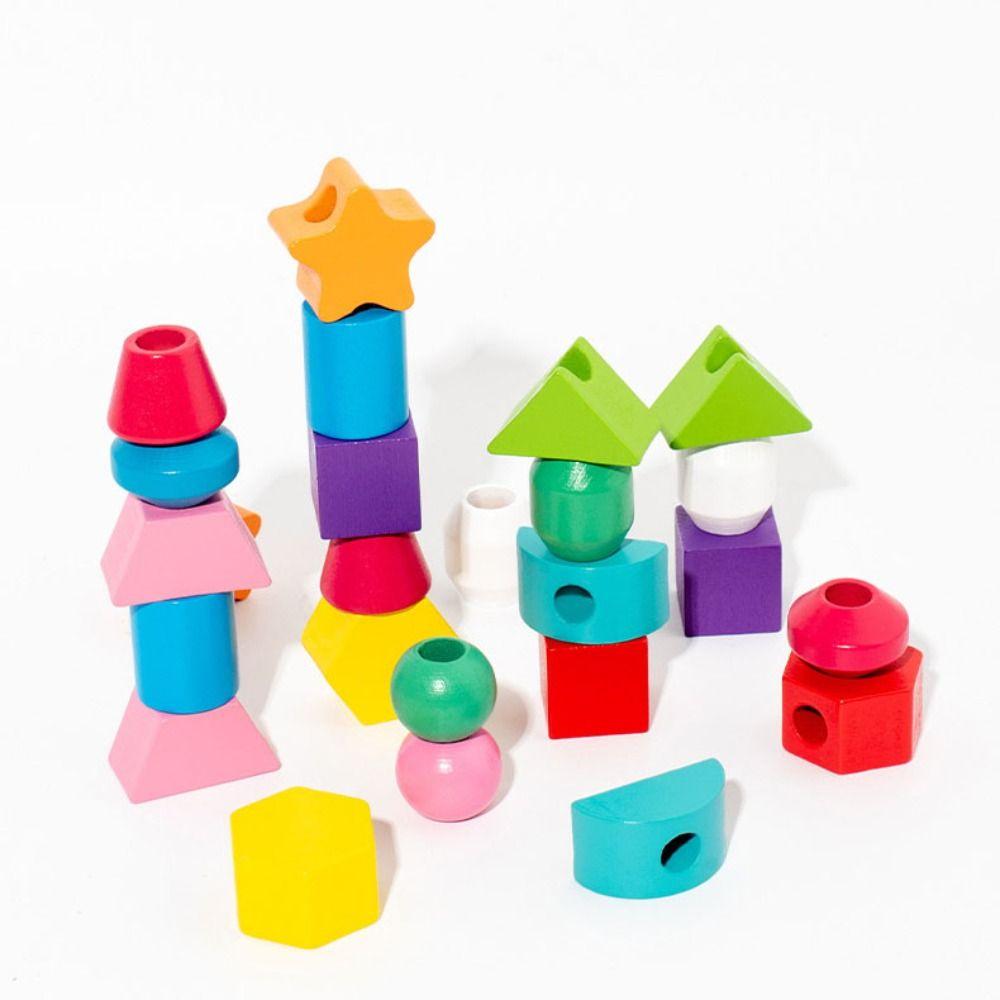 Interactive Stacks Blocks Puzzle Game Montessori Wooden Beads Sequencing Toy Parent Child