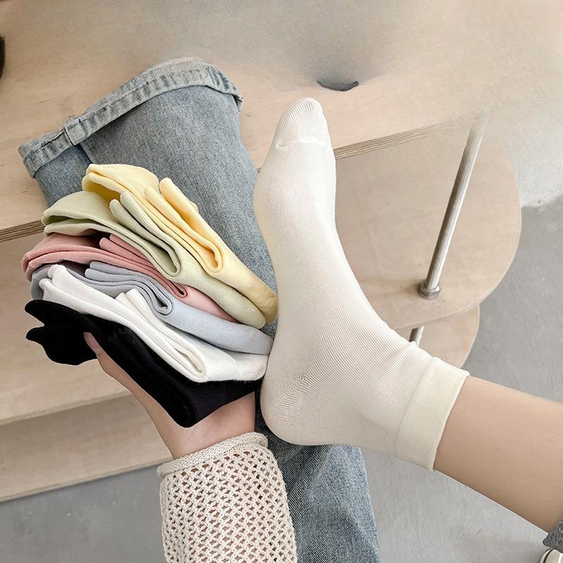 Candy-colored Socks for Girls, Dopamine Girls, Colorful Mid-calf Socks, Solid-colored Boneless Postpartum Socks