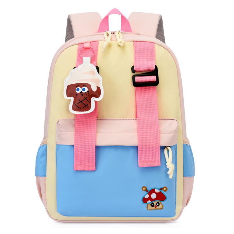 Color Block Kindergarten Schoolbag Cartoon Lightweight Large Capacity Children s Backpack синий