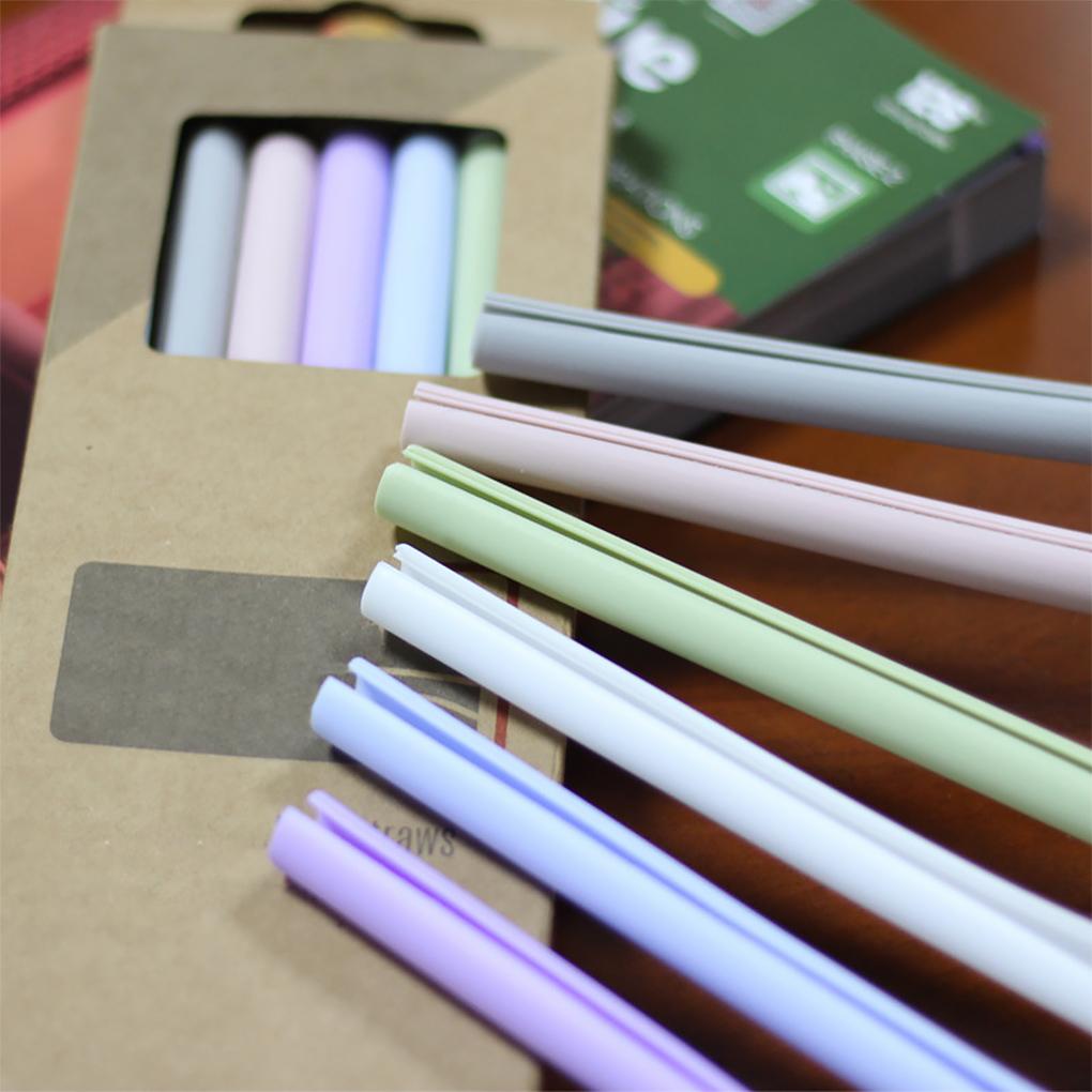 Pack of 6 Silicone Straws Reusable Detachable Soft Drinking Beverage Openable Snap Portable Travel Party Accessories