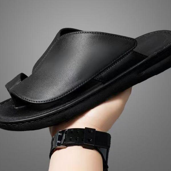 

Мужские летние уличные нескользящие шлепанцы с мягкой подошвой в корейском стиле, повседневная одежда 42-43 чёрный