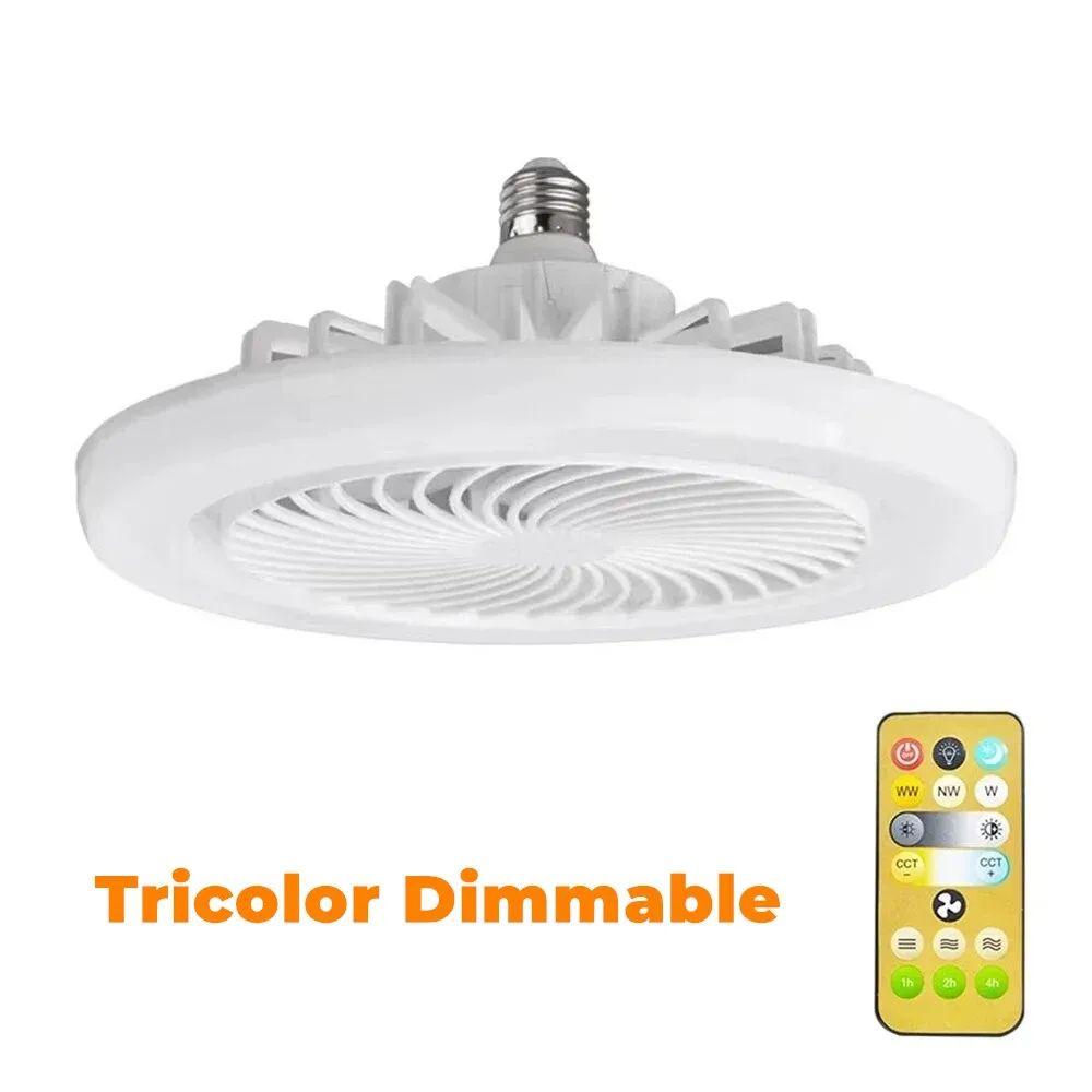 Deckenventilatoren mit Licht und Fernbedienung, Sockel-Deckenventilatorleuchte, E27/E26 LED-Glühbirnenventilator, Dimmbares LED-Ventilatorlicht für Schlafzimmer