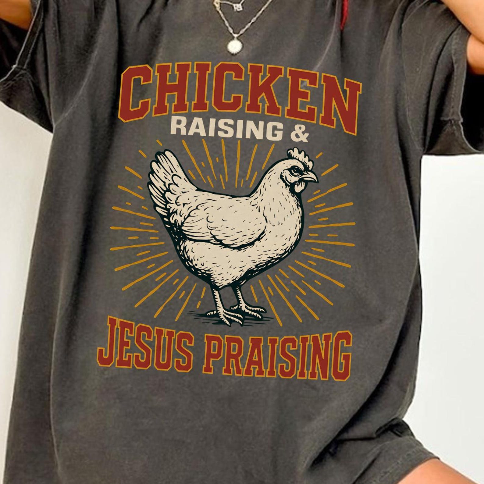 Chicken Raising And Jesus Shirt, Comfort Color Tee, Vintage Jesus Praising Shirt, Chicken Whisperer, Country Life, Christian Farmer Shirts XL