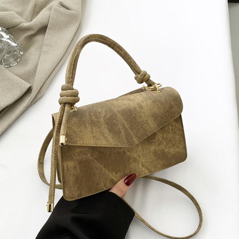 Chic 2024 Women's Korean Style Vintage Solid Color Small Crossbody Bag Pu Handbag