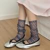 Summer Mesh Thin Leg Warmers Floral Print Thin Foot Covers Stepping Middle Tube Socks Lolita Sweet Girls Leg Warmers Calf Socks