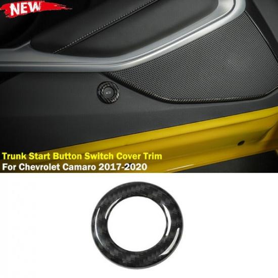 Carbon Fiber Trunk Rear Start Button Switch Trim Ring For Chevrolet Camaro 2017+