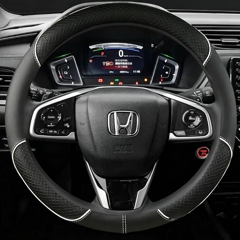 38CM Carbon Fiber Car Steering Wheel Cover Breathable Anti Slip For Honda Mugen Power Civic Accords CRV Hrv Jazz CBR VTEC VFR