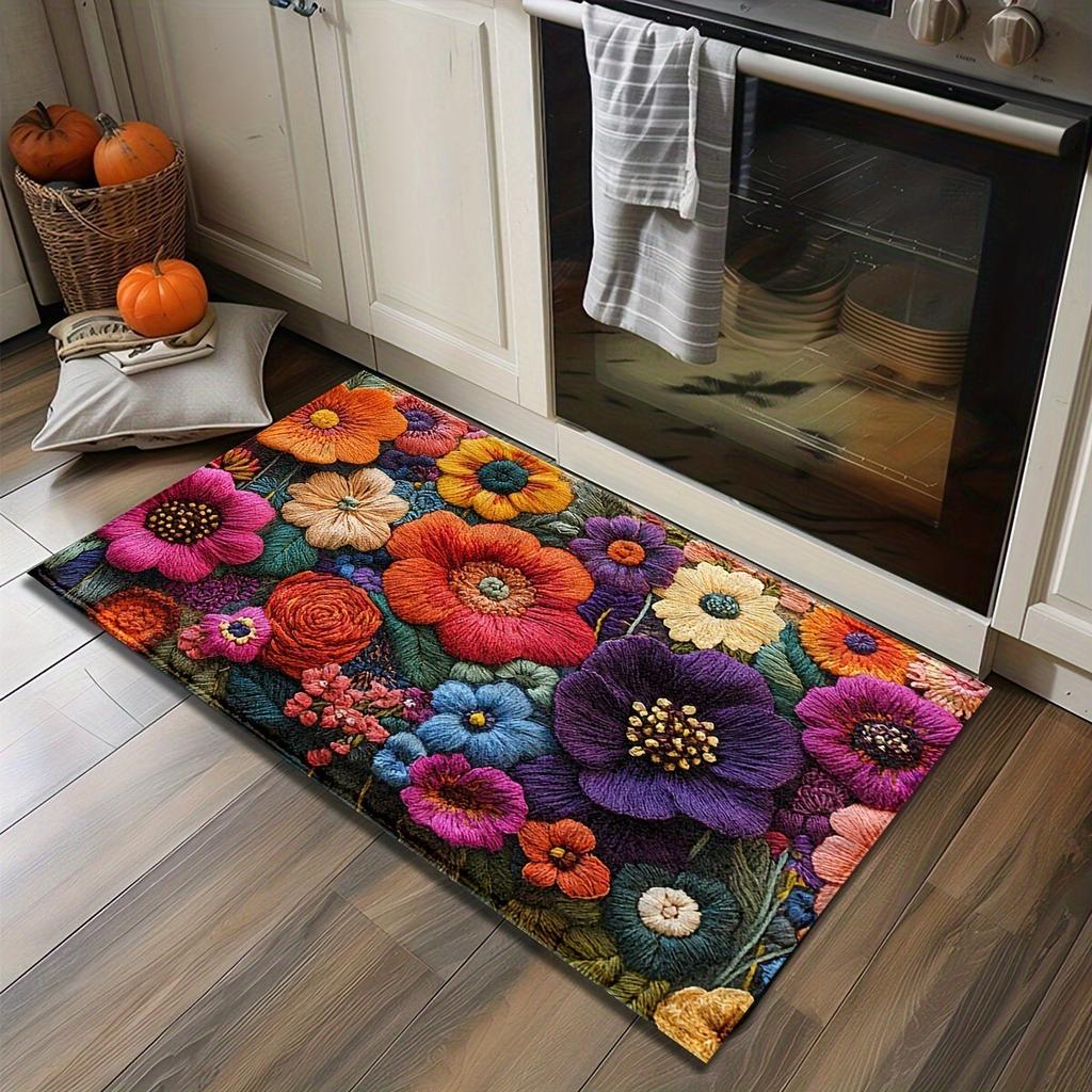 Flower Floor Mat Bathroom Absorbent Anti Slip Foot Mat Easy To Maintain Door Mat