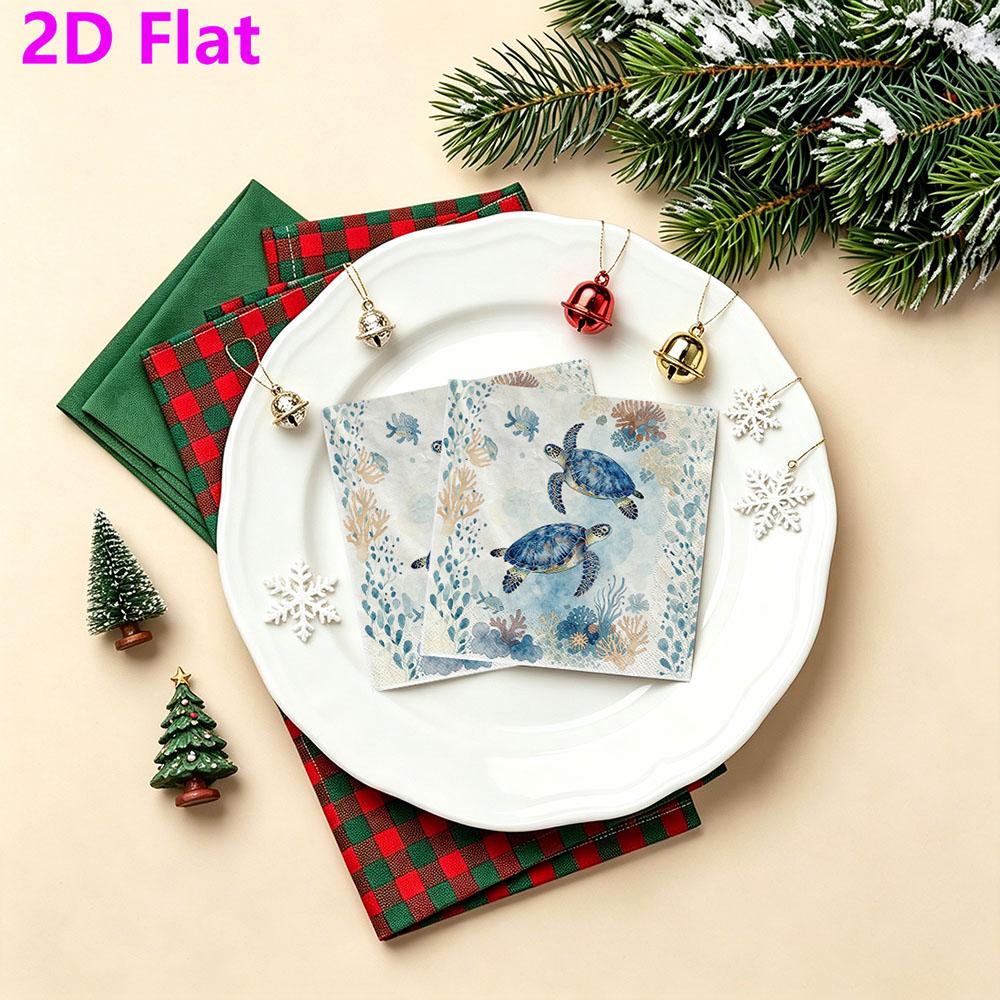 20pcs Disposable Napkins with Sea Turtle Pattern Print for Wedding,Parties,and Daily Use for Thanksgiving Fall Christmas Table Decoration