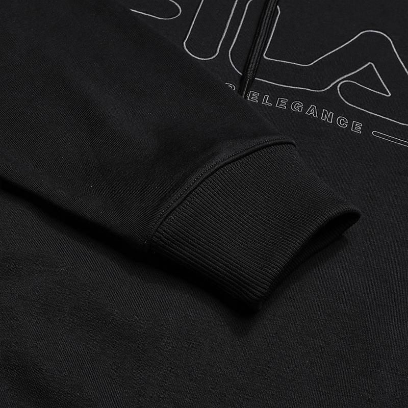 FILA Original Fashion Classic Simple Retro Sports Casual Embroidered Logo Versatile Comfortable Loose Knit Hoodie Unisex hoodies Black F61U619201FBK
