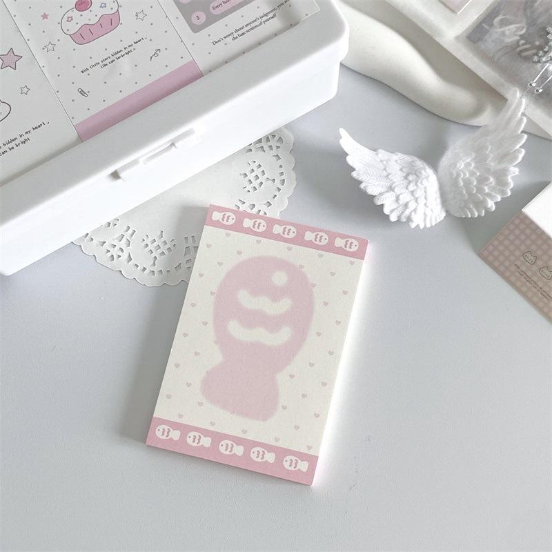 Kawaii Pink Cat Memo Pad 50 Sheets Cute Paw Print Sticky Notes A7 Size Notepad for Journaling Study Office School Stationery