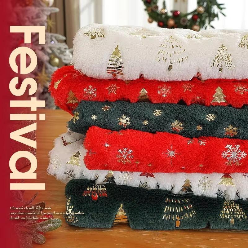 Christmas Tablecloth White Snowflake Atmosphere Tablecloths Festival Party Decoration Table Round Table Fabric for Home Use