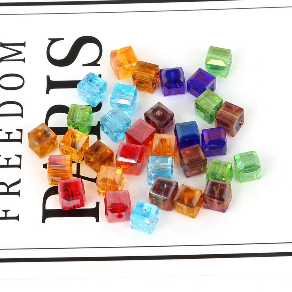 Square 8mm Glass Crystal Beads for DIY Ancient Style Jewelry: Bracelet, Necklace, Earrings