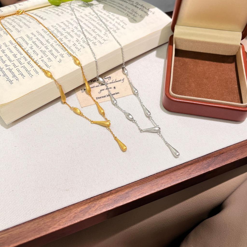 Medieval Style Rachel With Brushed Water Drop Doudou Necklace Pendant Retro Personality High Sense Versatile Collarbone Chain