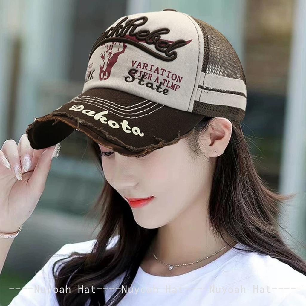 Baseball Stitching Stitched Embroidered Alphabet Mesh Women Men For Neutral Gender Fresh Caps Peaked Hats Sunshade American Style Breathable