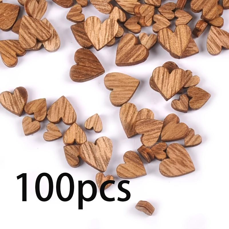 100pcs Assorted Sizes Wooden Heart Shapes, Rustic DIY Scrapbooking Crafts, Wedding Party Decor Wooden Art Supplies Scrapbooking Crafts