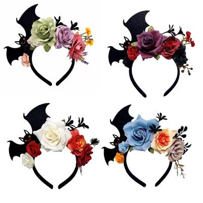 Realistic Rose Bat Hairband Halloween Party Accessory Comfortable Resin Plastic Detailed Design Long Wear