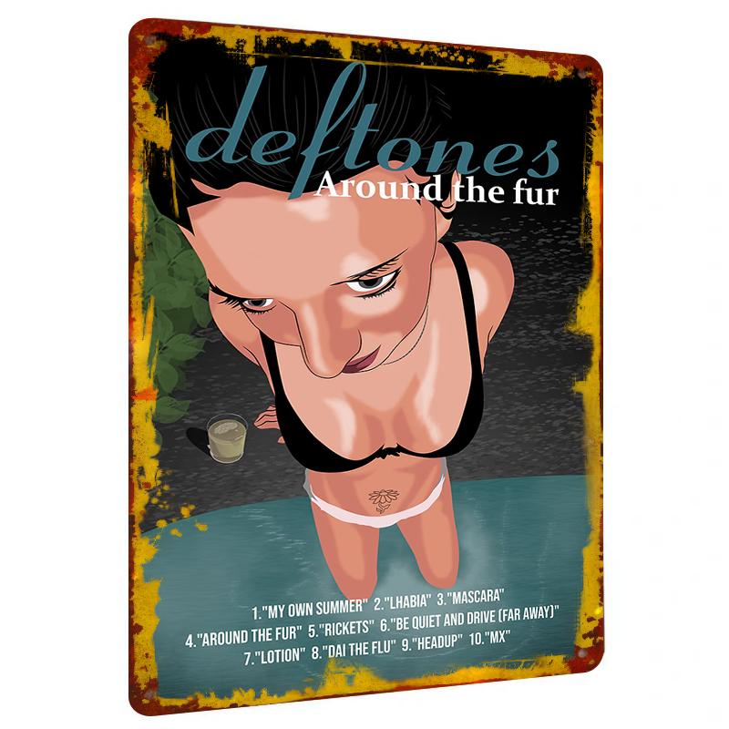 Deftones Around The Fur Album Cover Art Custom Metal Tin Sign Wall Decor for Music Fans 20x30cm(7.8x11.8inch)