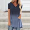 Fashion Women Summer Casual Beach Loose V Neck Short Sleeve Printed T-Shirt Tops