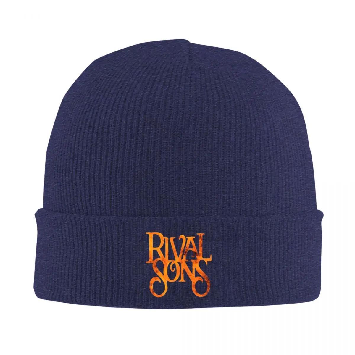 

New Hot Sale Rival Sons Punk Rock Band Beanie Hats Orange Logo Bonnet Hats Unisex Women Unisex Casual Knit Hat Winter Thermal
