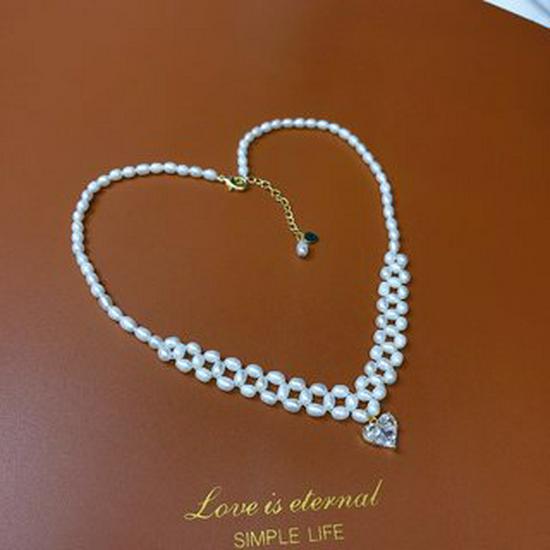 Handmade White Pearl Necklace with 4-5mm Natural Millet Pearls