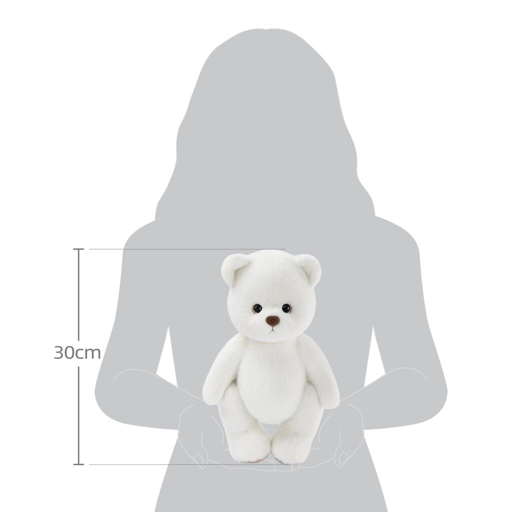 TeddyTales Lina Bear Handmade Plush Teddy Bear Dress-Up Doll, Medium, Milk White (30cm)
