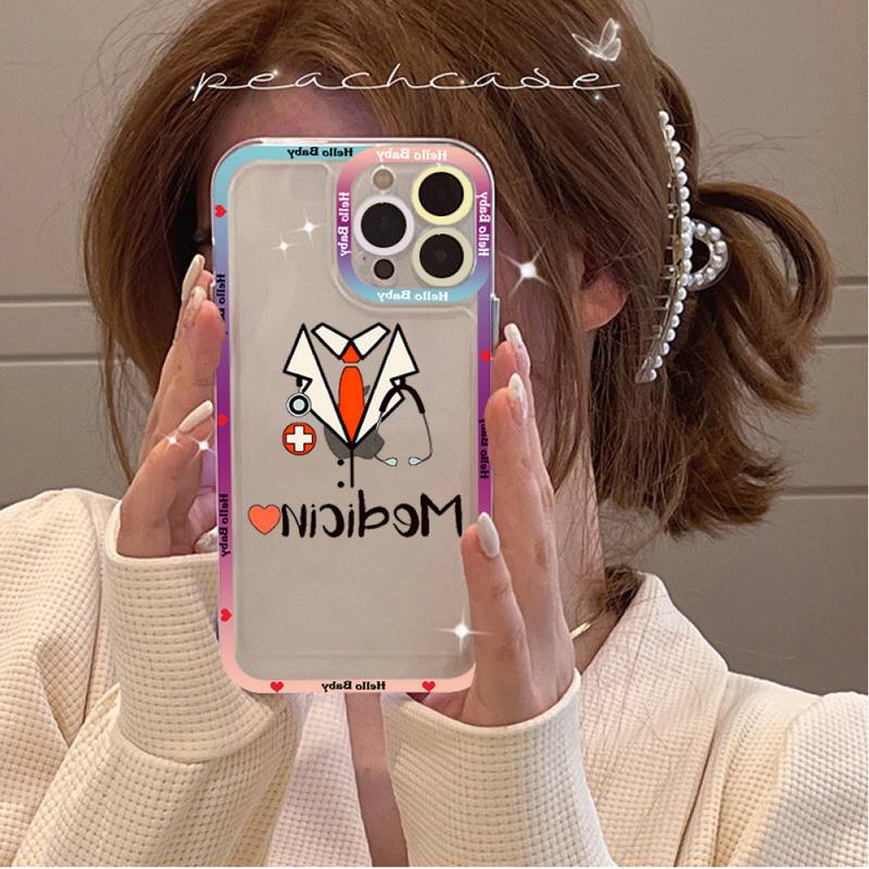 Cartoon Medicine Doctor Nurse Phone Case for iPhone 11 12 13 Mini Pro Max 14 Pro Max Case shell