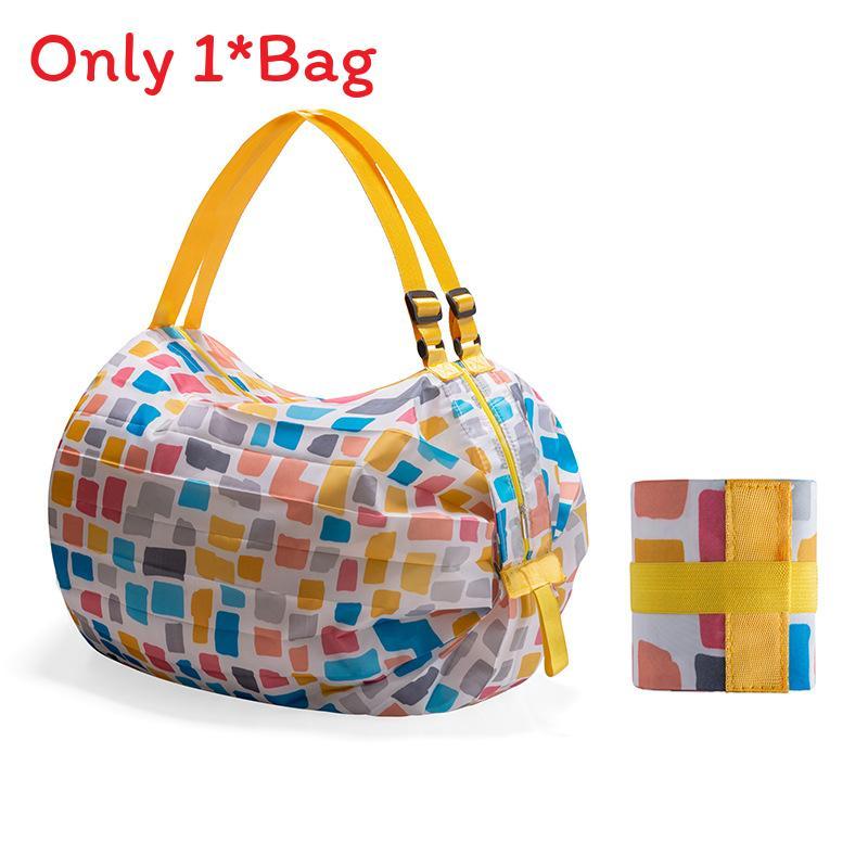 Nylon Foldable Shopping Bag With Large Capacity Waterproof Tote For Grocery Use