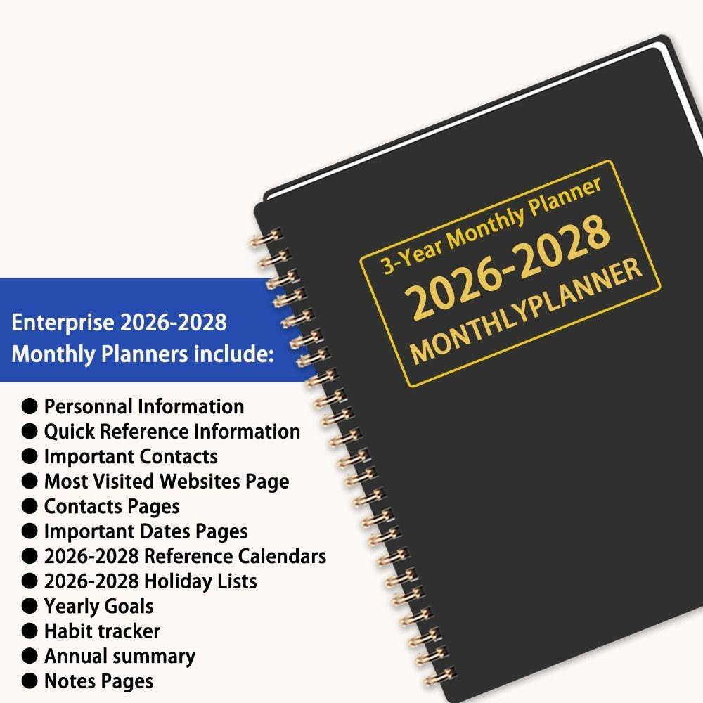 A4/A5 3 Years Monthly Planner 2026-2028 Agenda Calendar Portable Calendar Book Academic Year